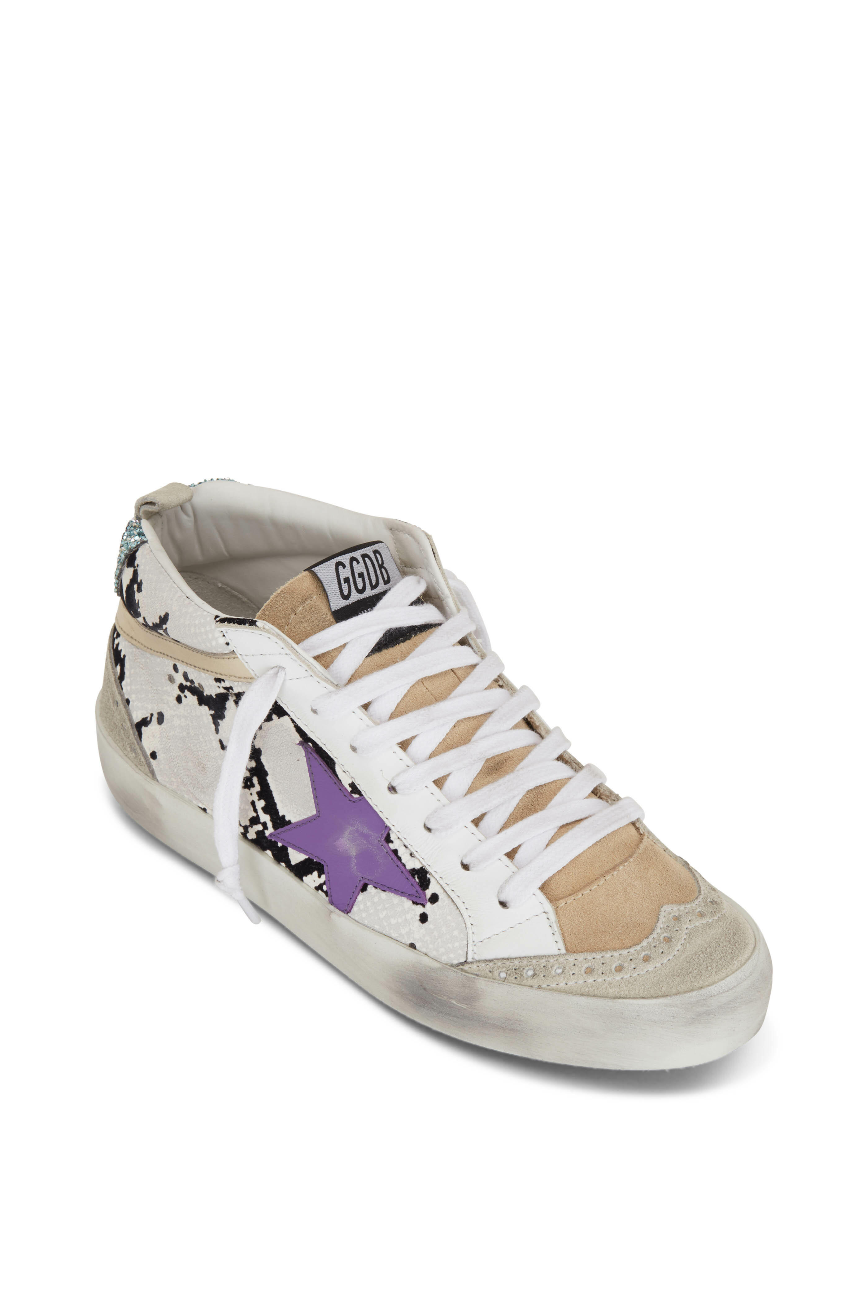 Golden goose mid hot sale star snake print