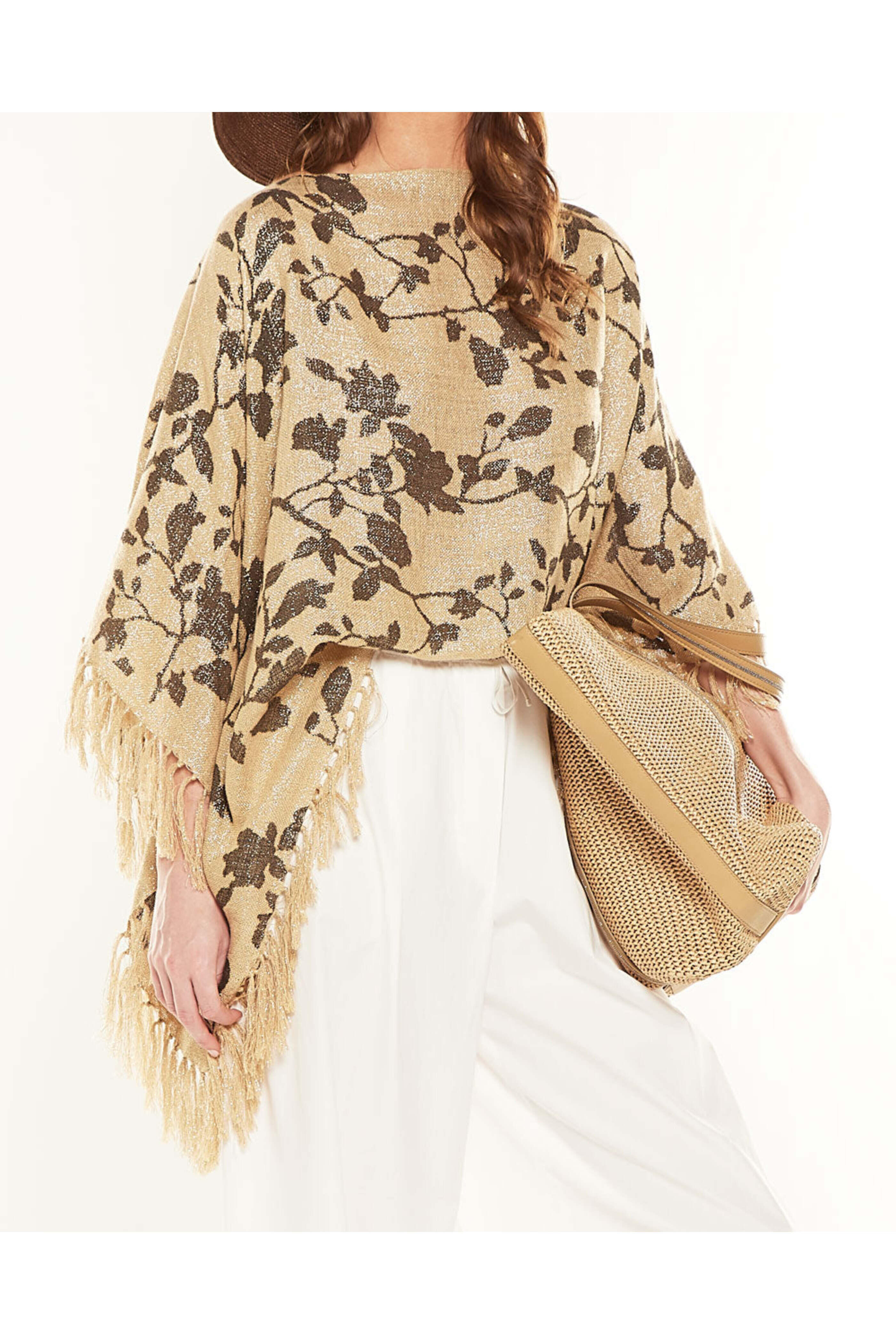 Brunello Cucinelli - Natural Floral Fringe Poncho