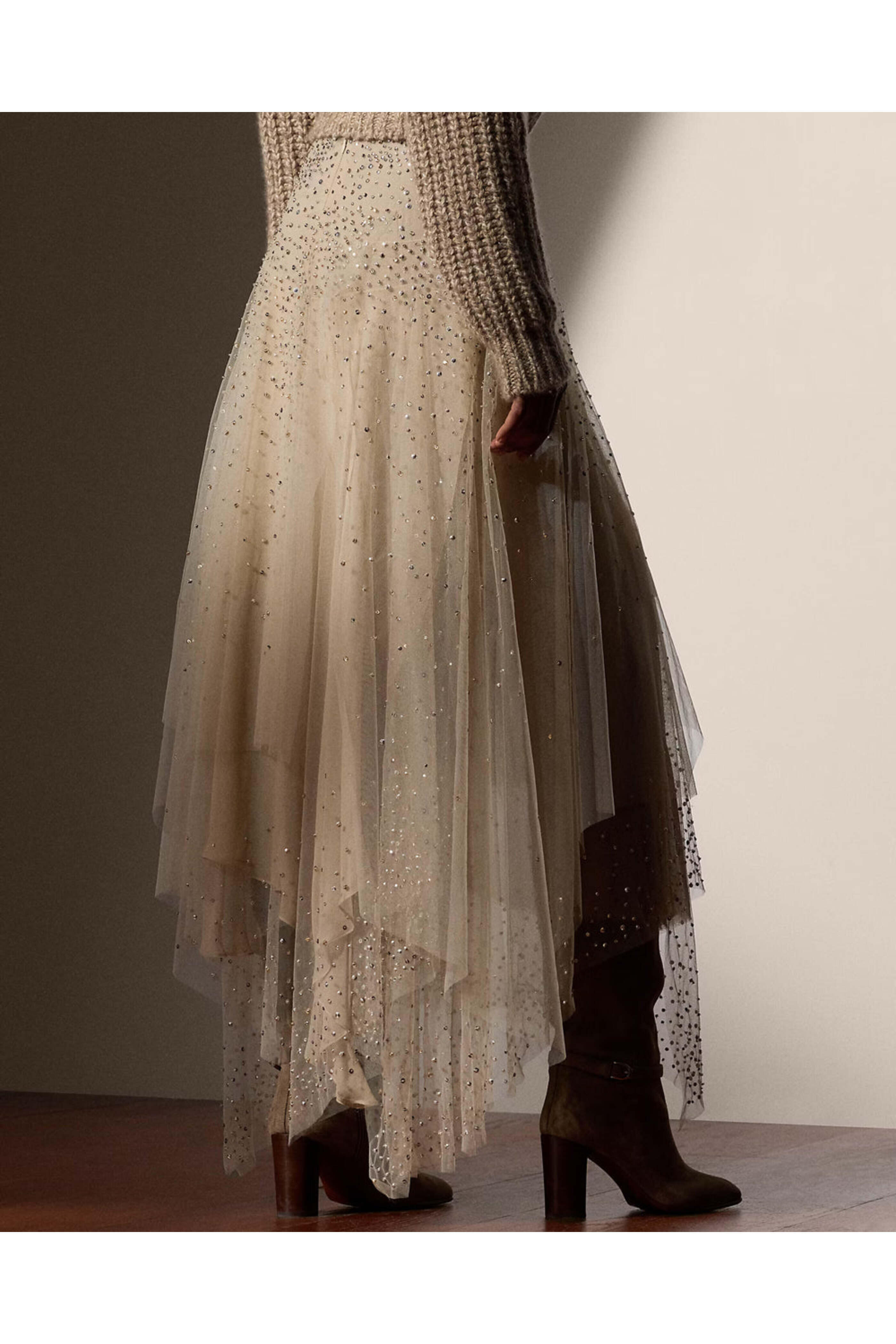 Ralph Lauren - Mineral Embellished Georgette Daniela Maxi Skirt