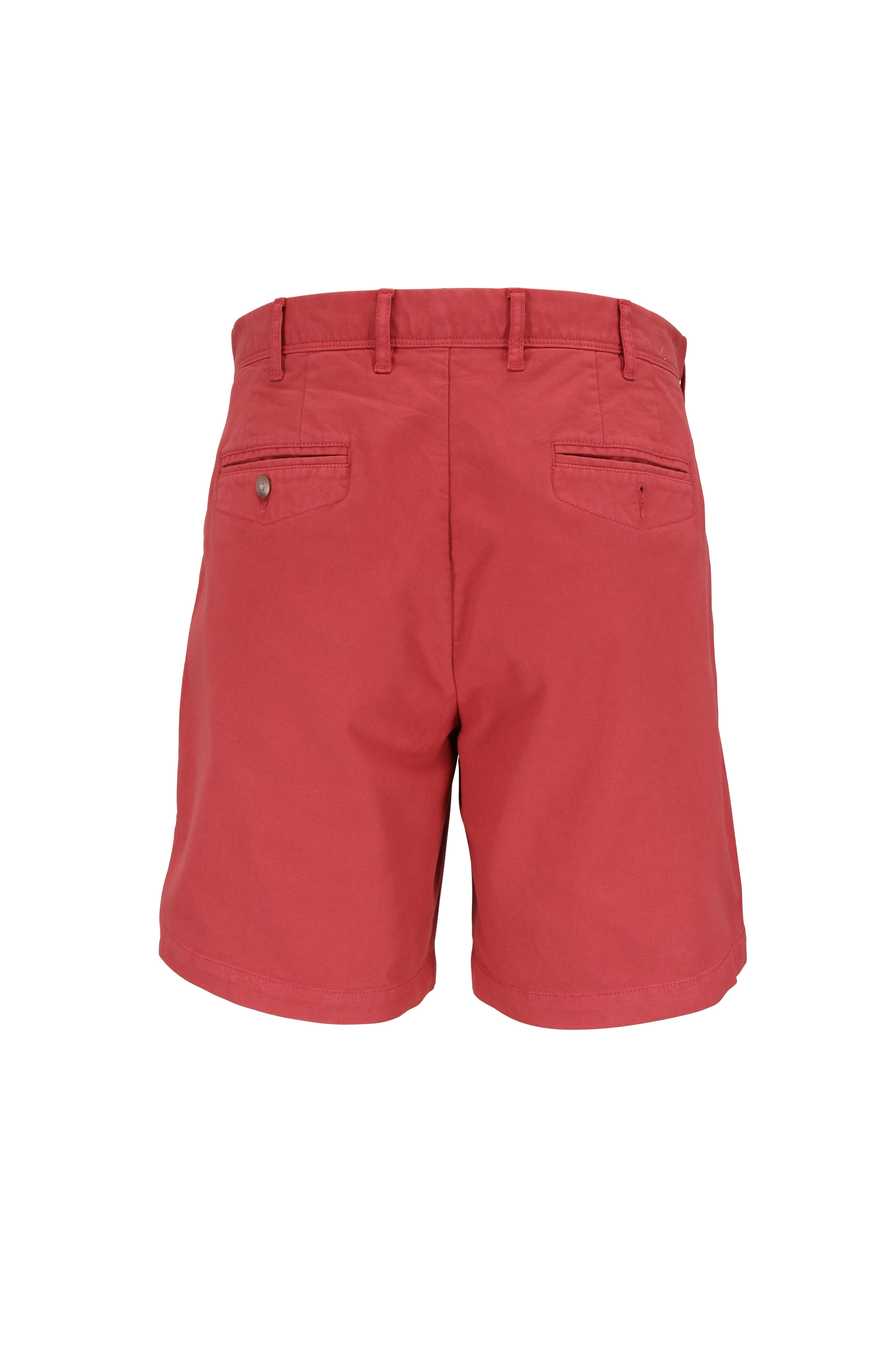 Peter Millar - Washed Red Canvas Shorts | Mitchell Stores