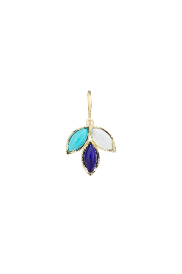 Irene Neuwirth 18k Yellow Gold Aquamarine & Turquoise Earrings - view 2