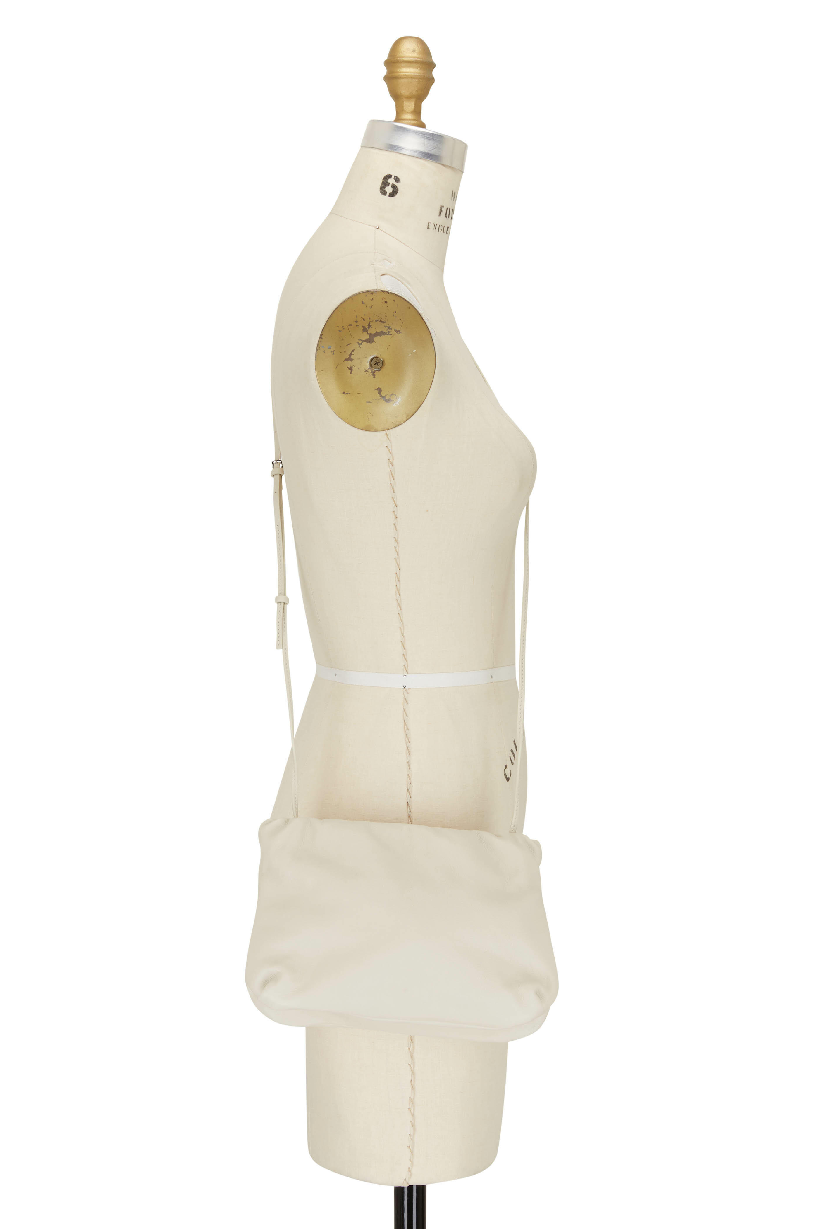 The Row - Bourse Ivory Leather Clutch