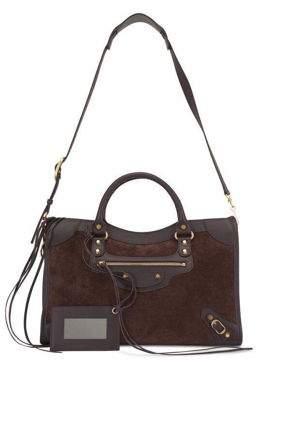 Balenciaga Medium Le City Moka Suede Top Handle Bag - view 5