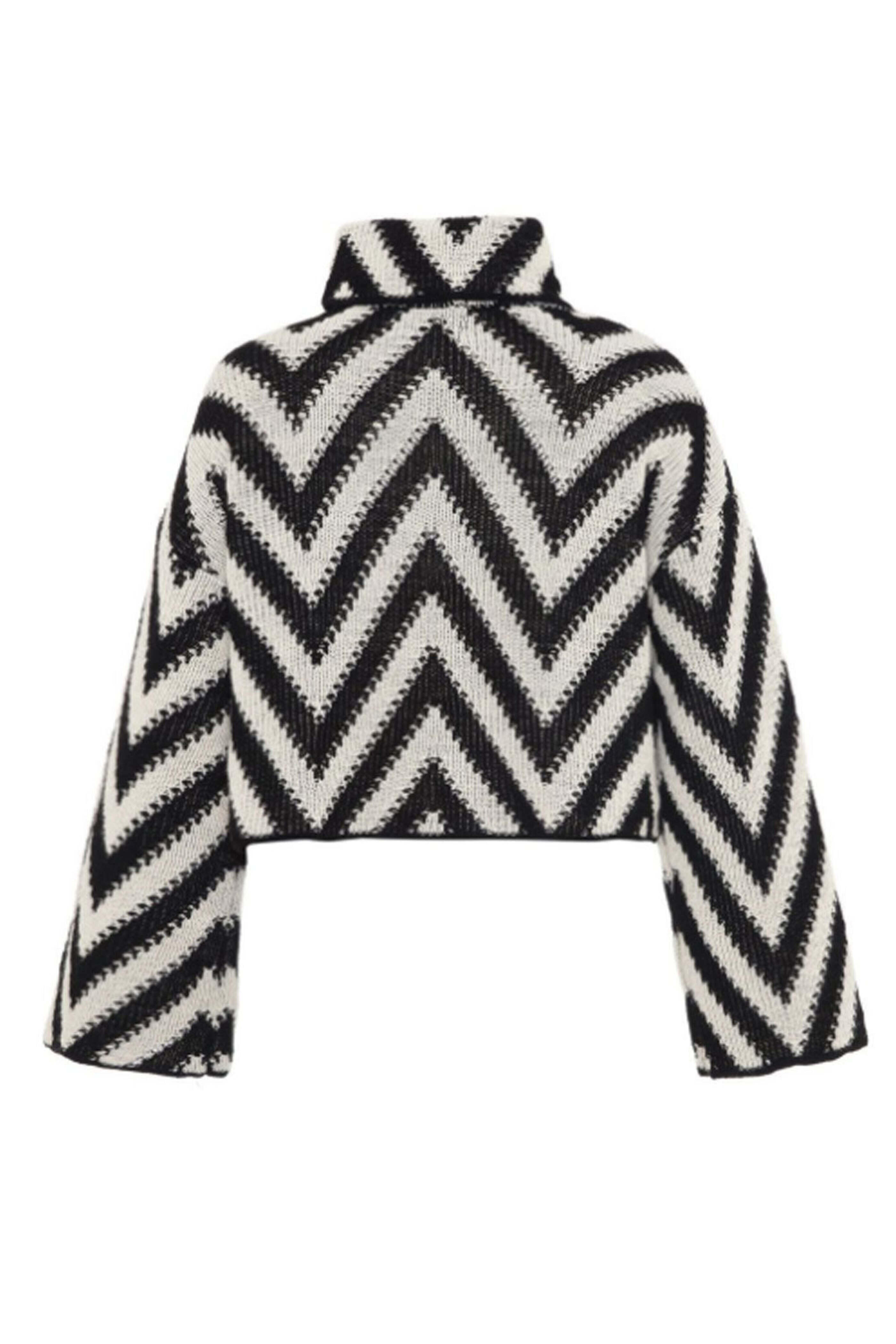Theo The Label - Ivory/Black Herringbone Crochet Sweater