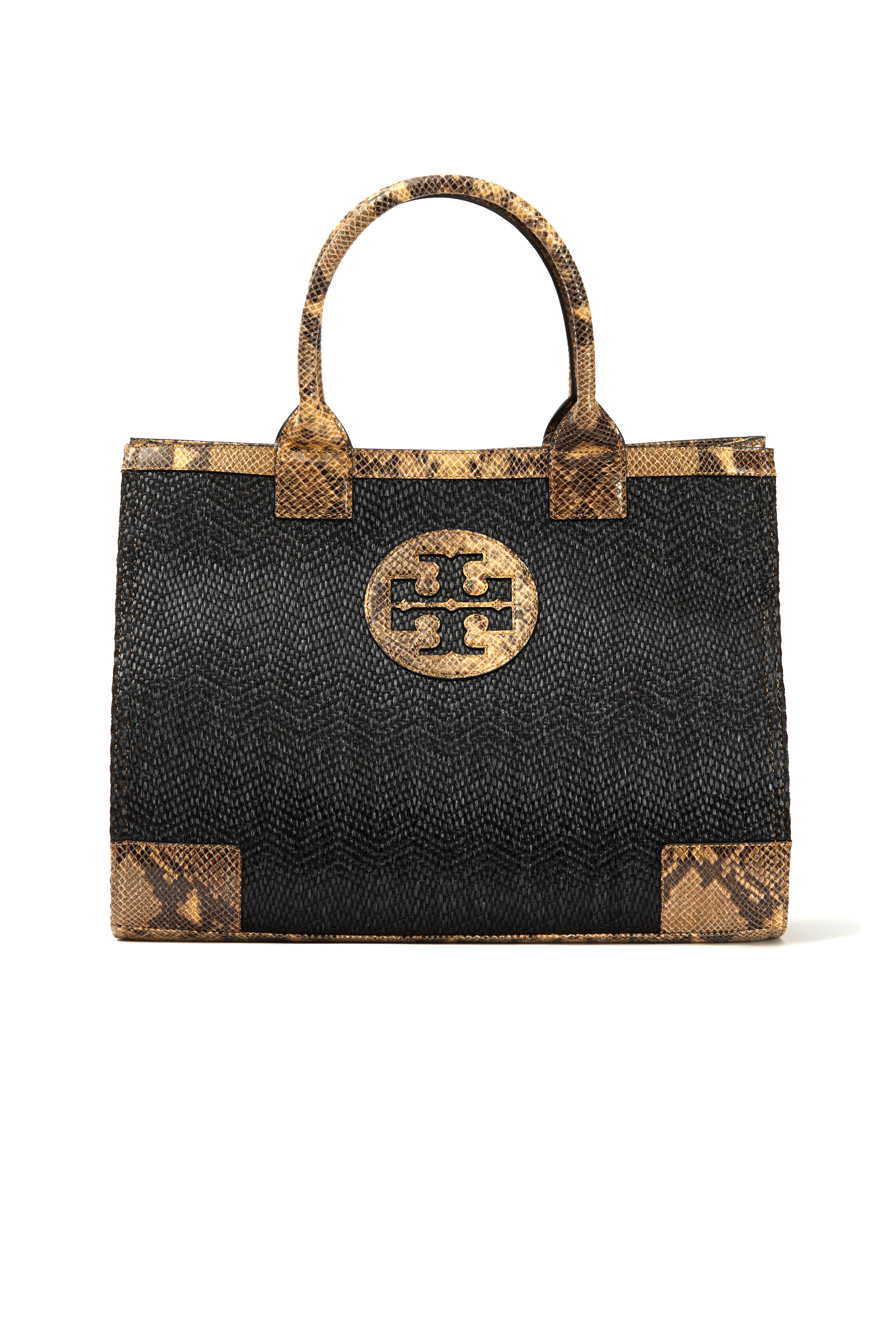 Tory Burch - Brown Raffia Snake Trim Tote, Large