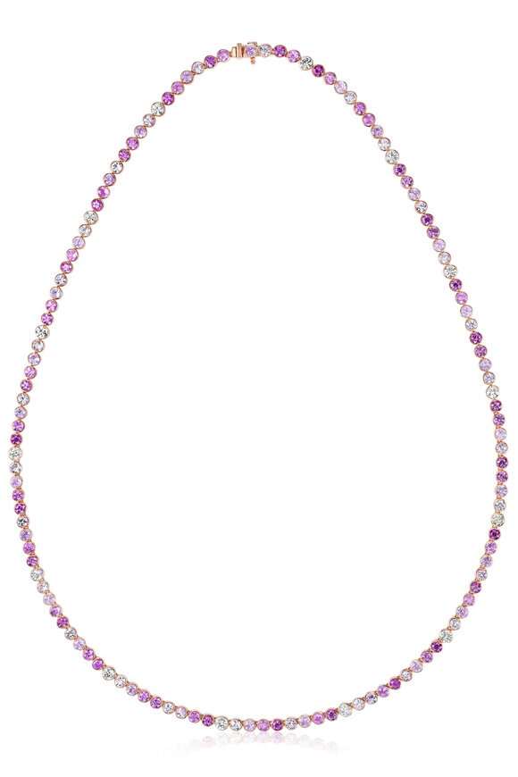 Nam Cho 18k Rose Gold Pink Sapphire Riviera Necklace