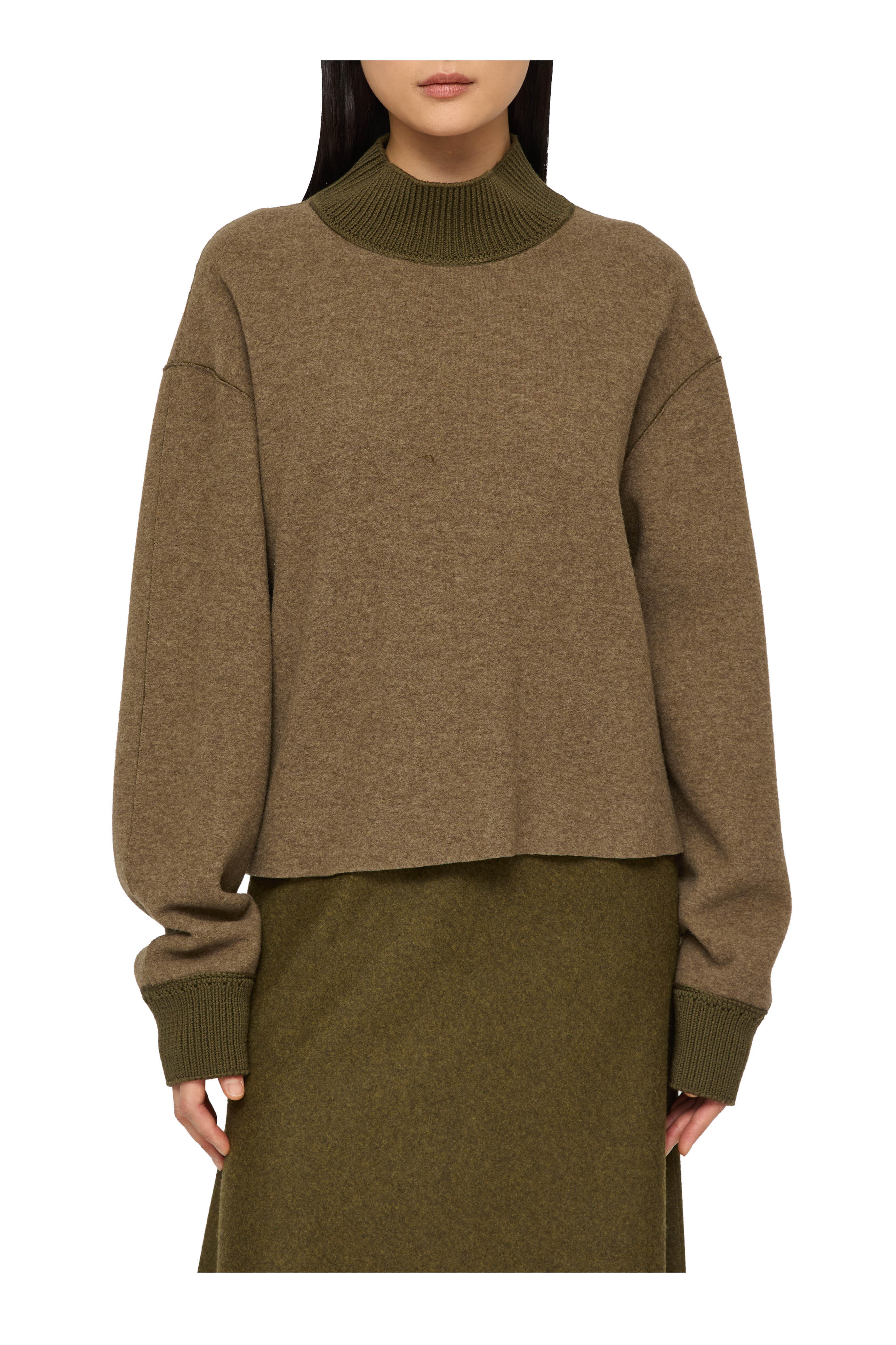 Lafayette 148 New York - Forage Green & Ashwood Mélange Reversible Sweater