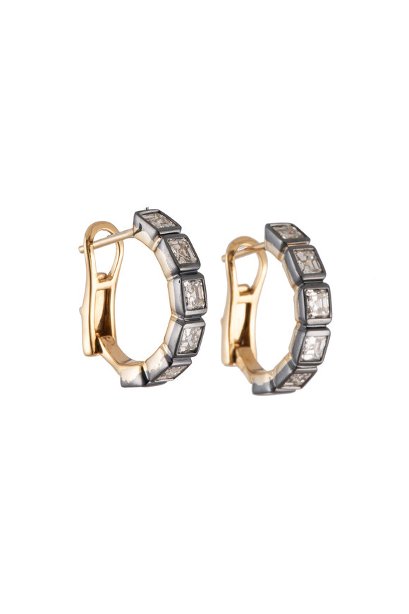 Sylva & Cie 18k Yellow Gold Old European Cut Diamond Hoops - view 1
