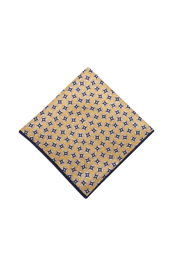 Brunello Cucinelli Yellow Geometric Silk Pocket Square
