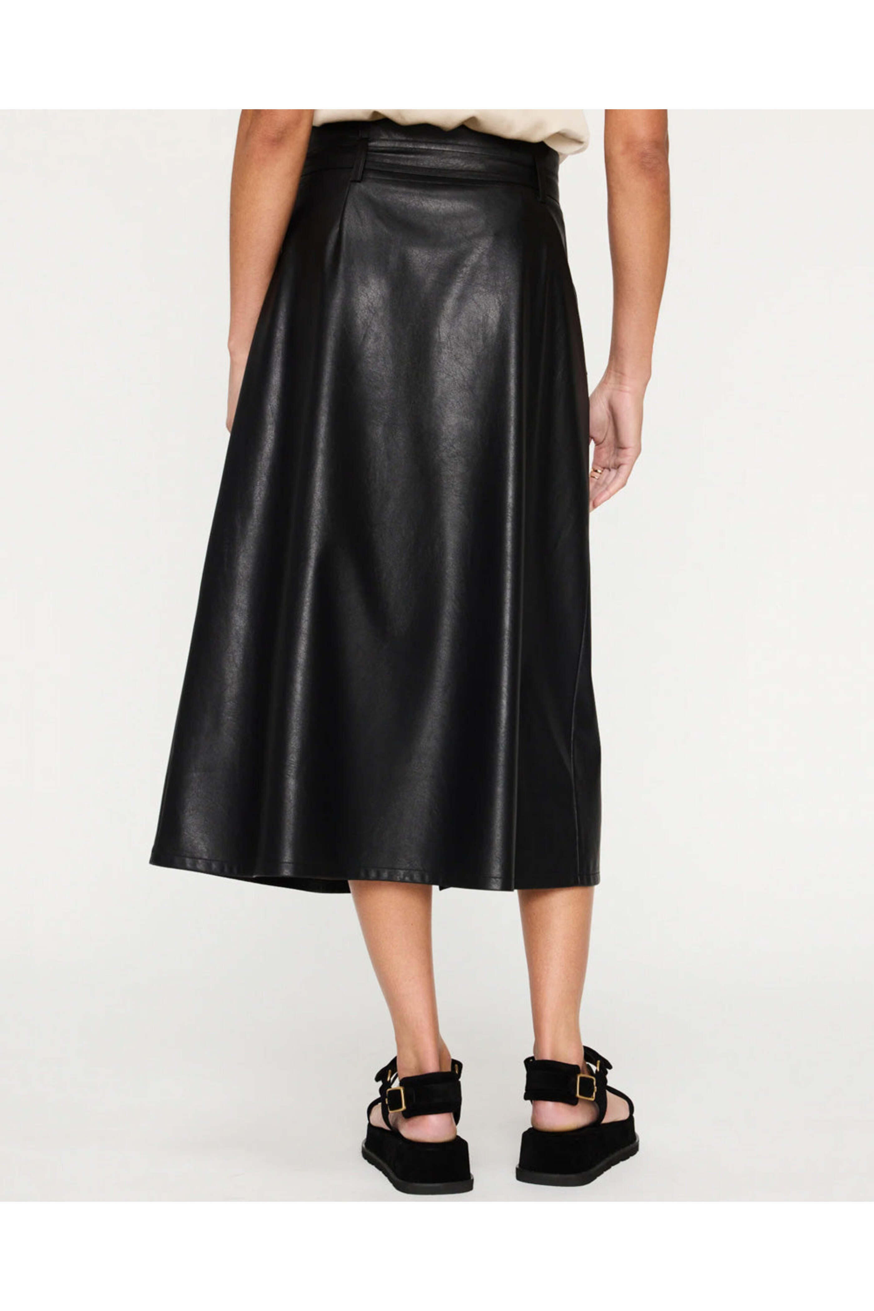 Brochu Walker - Black Vegan Leather Teagan Belted Skirt
