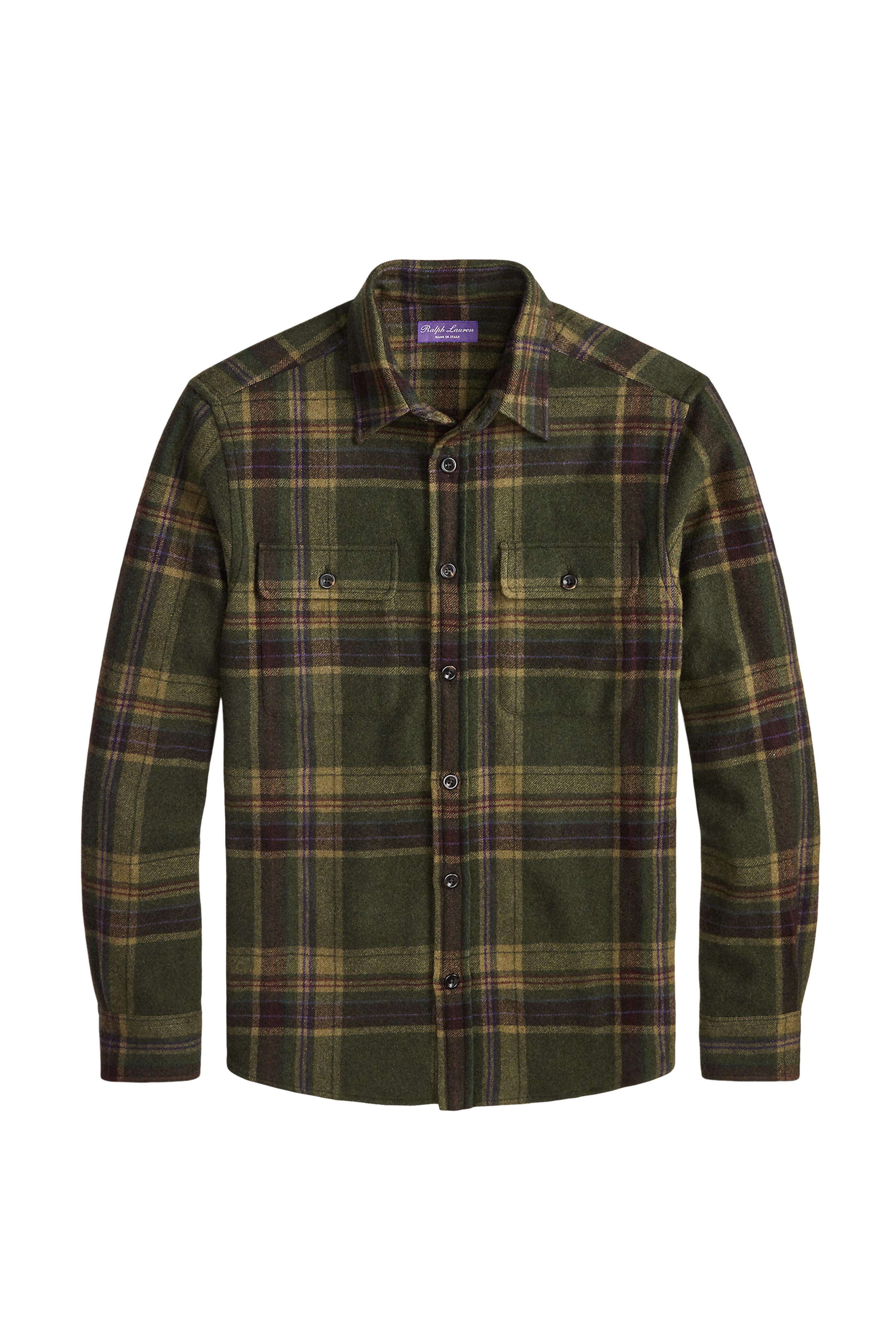 Ralph Lauren Purple Label - Dark Moss Wool Plaid Shirt