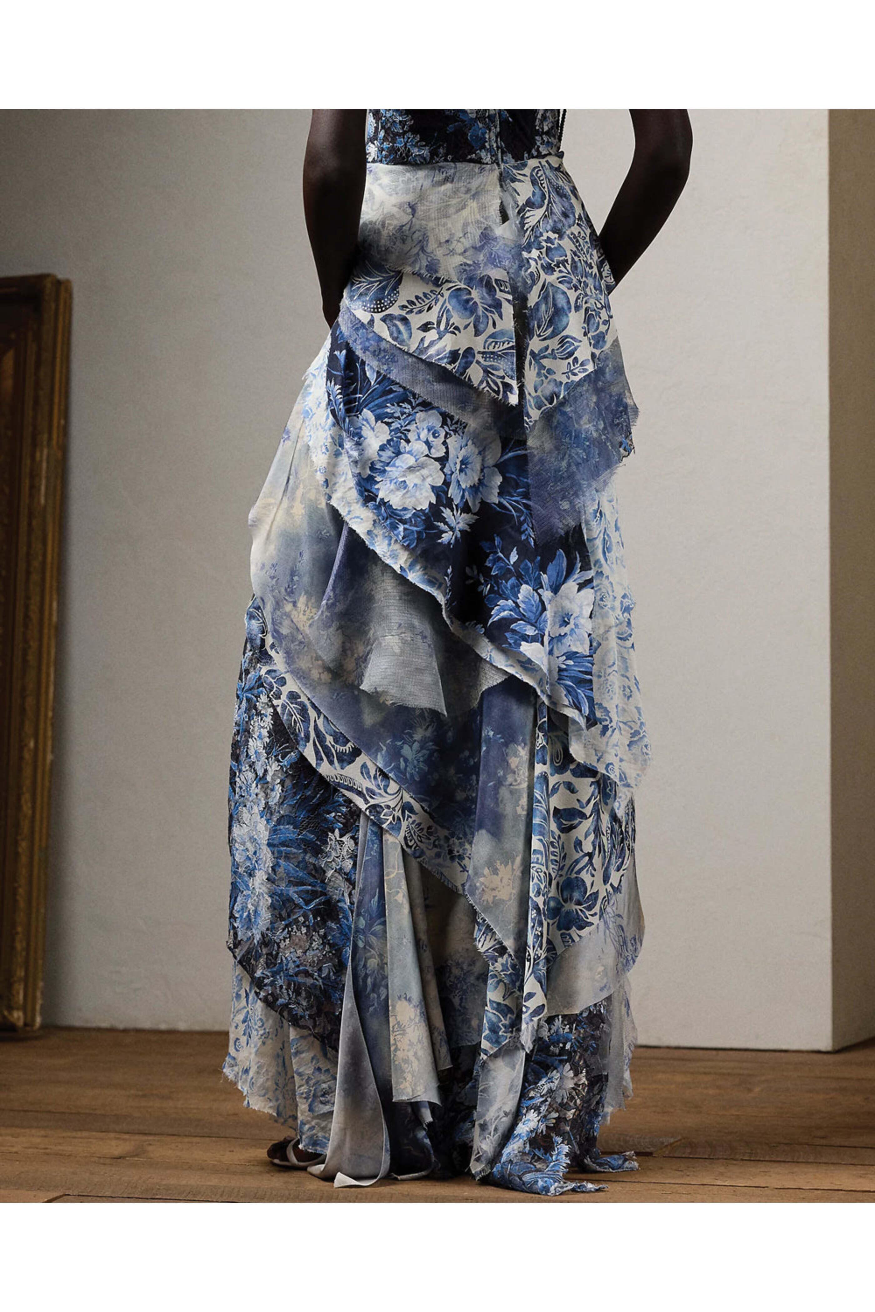 Ralph Lauren - Blue and Pearl Wildflower Maxi Skirt