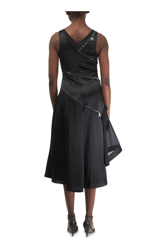 3.1 Phillip Lim - Black Embroidered Satin Draped Gown