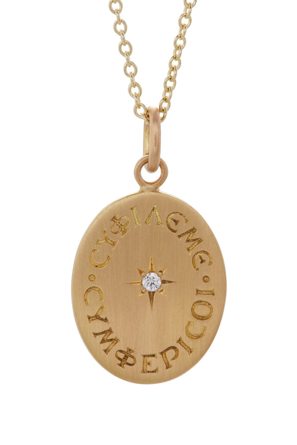 Caroline Ellen Yellow Gold Engraved Love Me Pendant Necklace - view 2