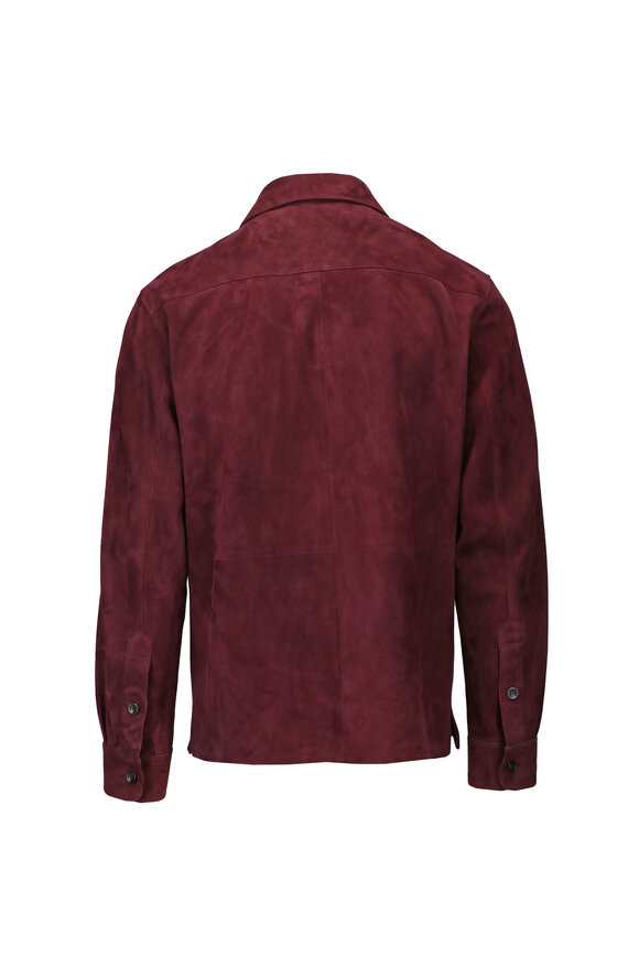 Ralph Lauren Purple Label Calloway Suede Bordeaux Shirt Jacket - view 2