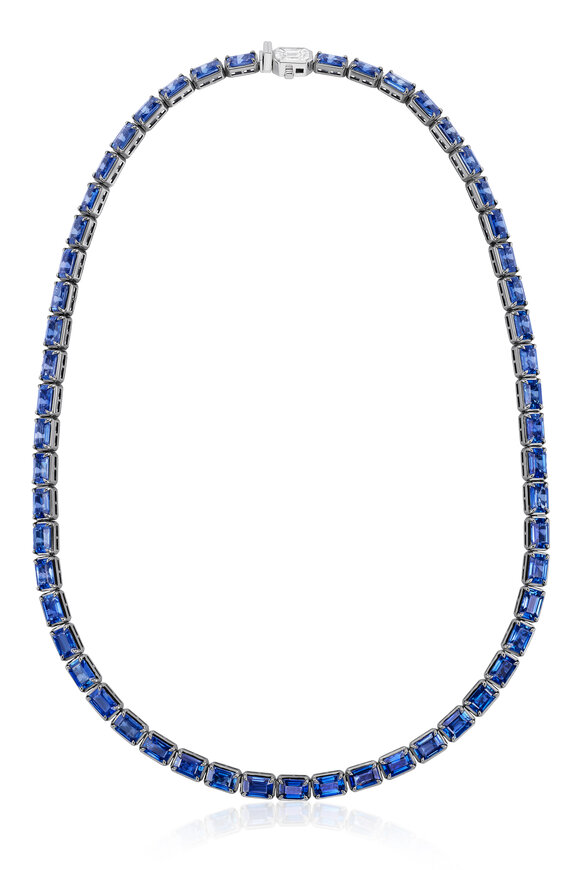 Nam Cho 18k White Gold Blue Sapphire Riviera Necklace