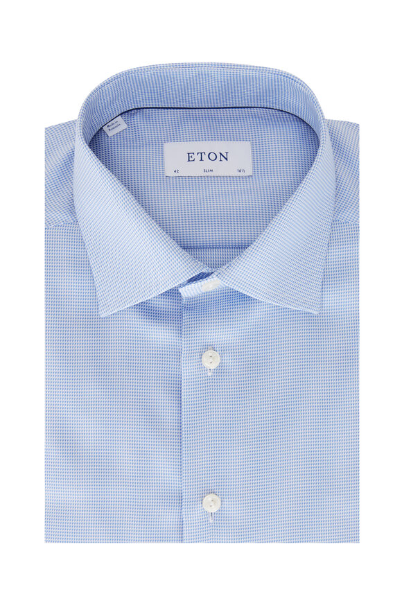 Eton - Blue Cotton Twill Dress Shirt