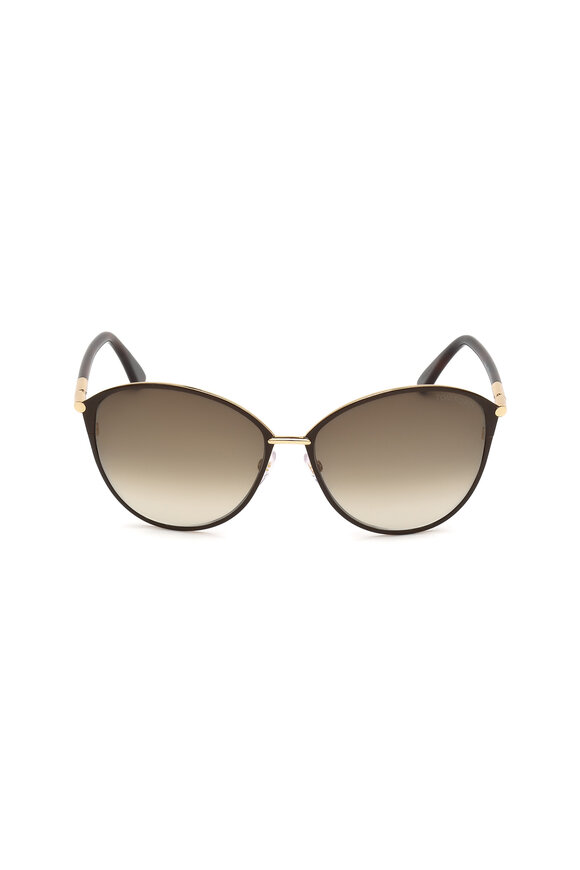 Tom Ford Eyewear - Penelope Shiny Rose Gold & Brown Sunglasses