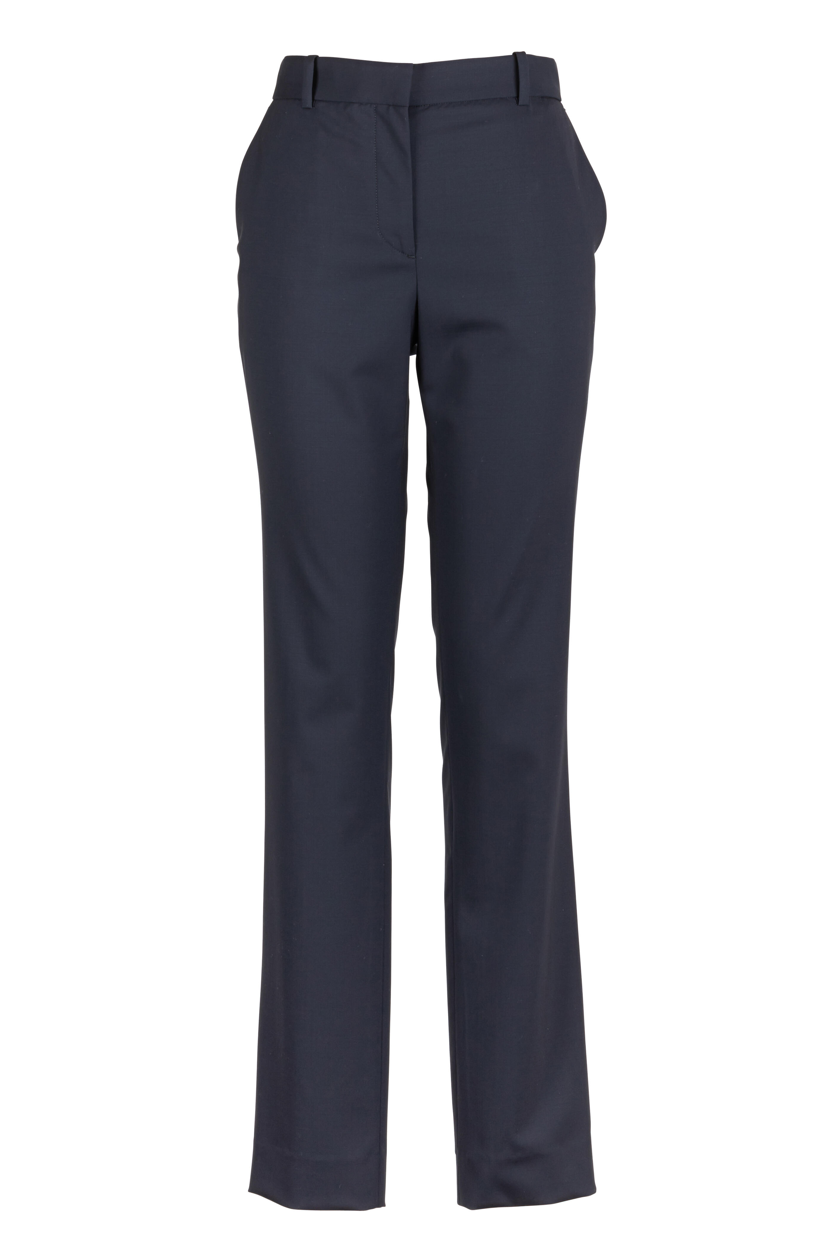 The Row - Franklin Navy Blue Wool Slim Pants