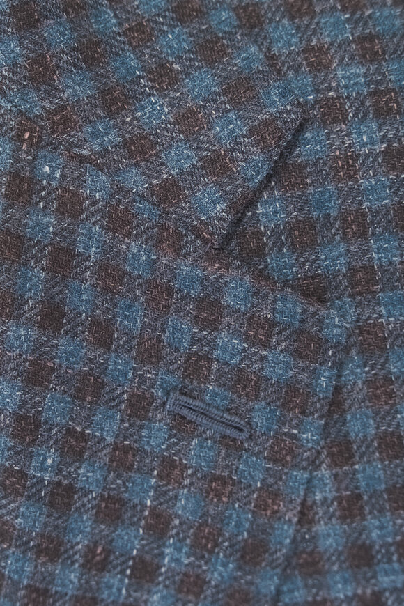 Kiton Brown & Teal Cashmere, Silk & Linen Sportcoat - view 4