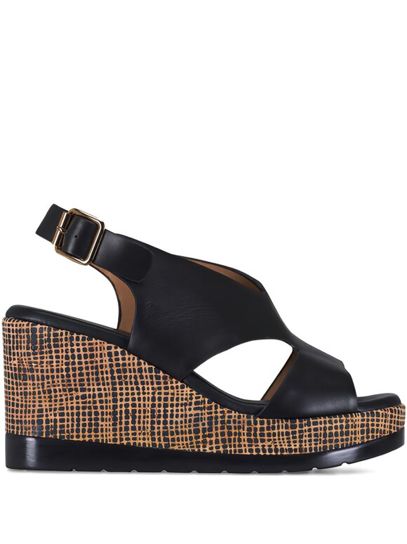 Ron White Dacota Onyx Leather Wedge Sandal, 80mm - view 5