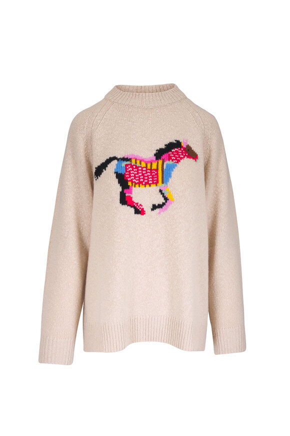 The Elder Statesman Glacier Horse Cashmere Crewneck Sweater