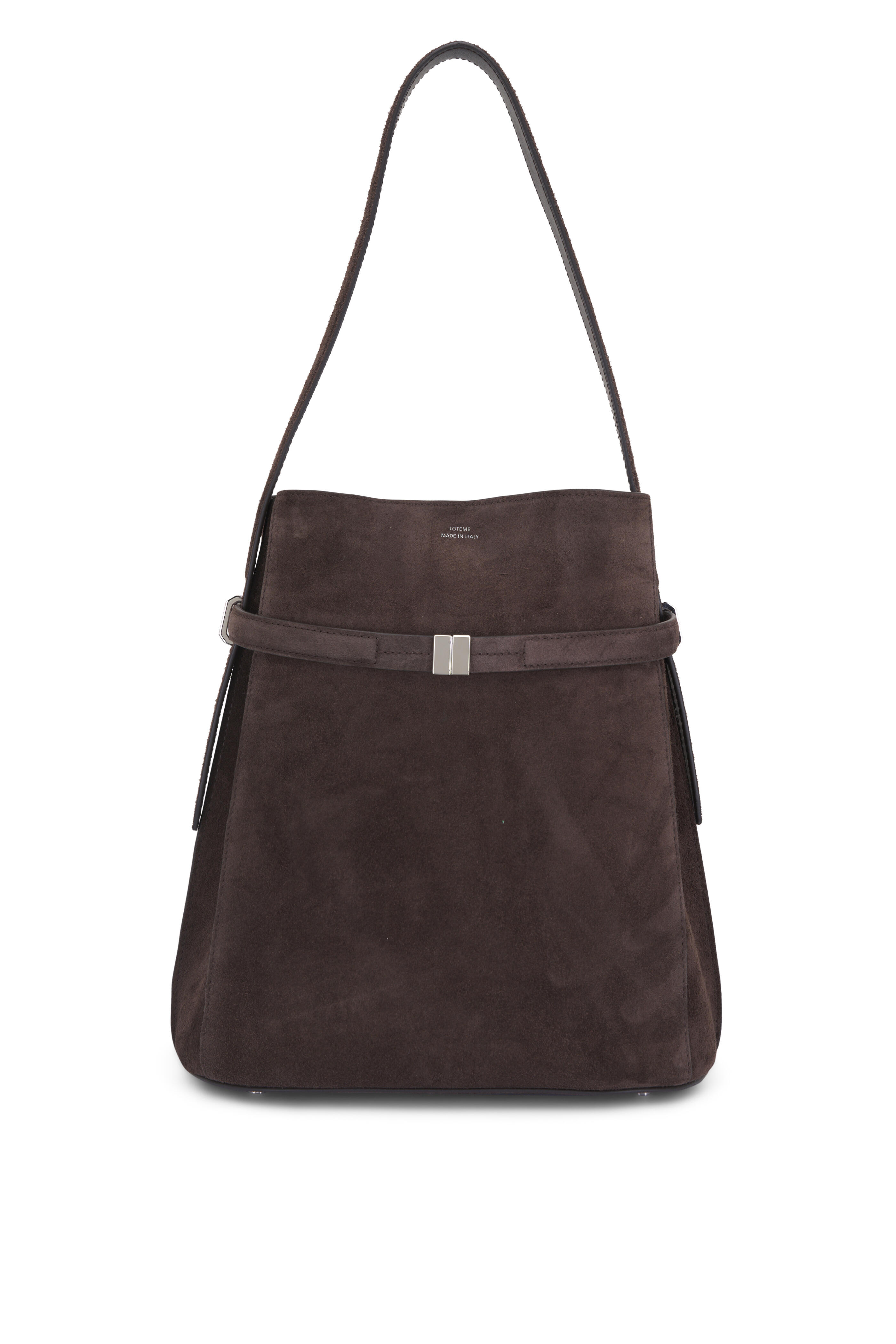 Totême - Brown Suede Belted Bucket Bag