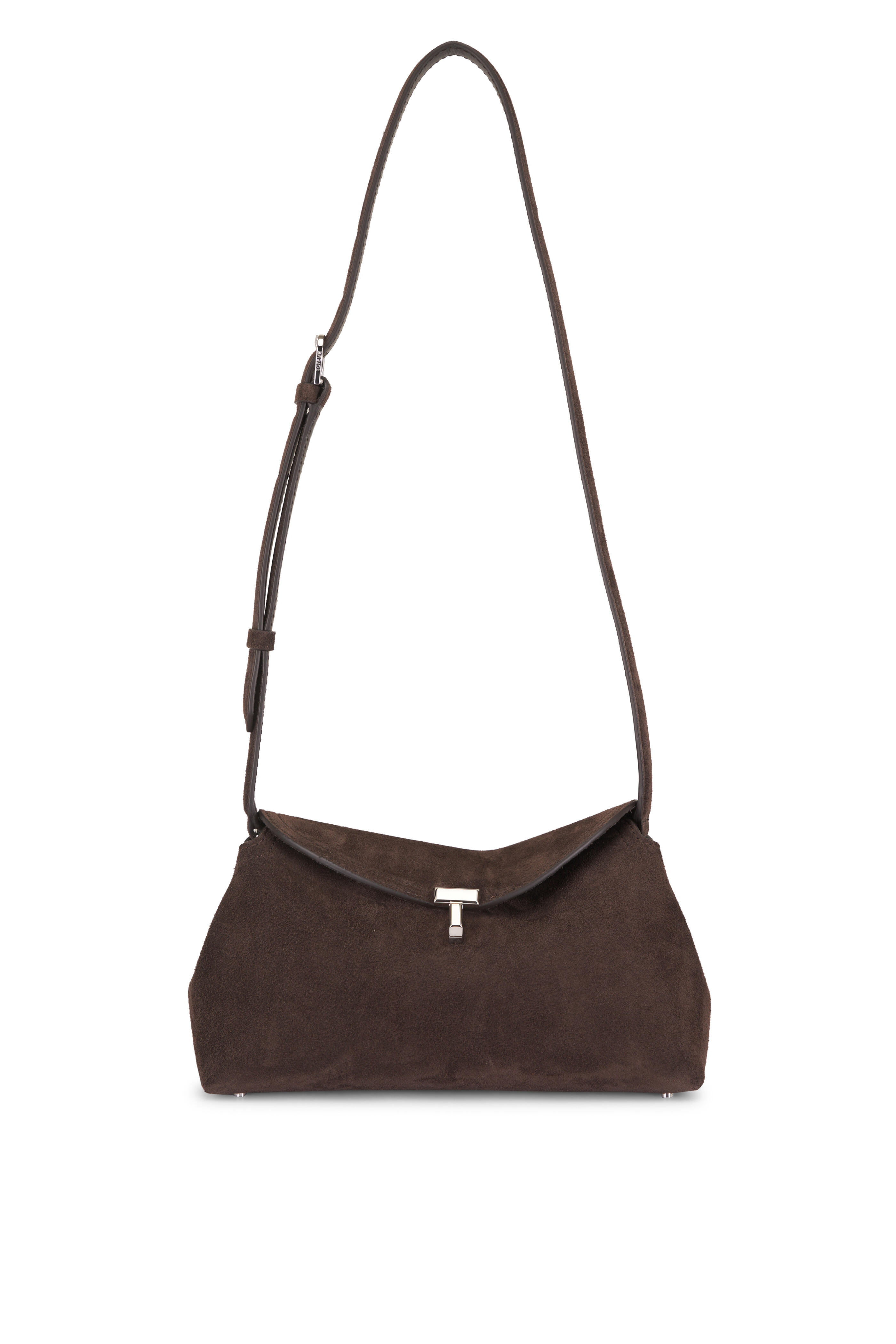 Totême - T-Lock Brown Suede Clutch