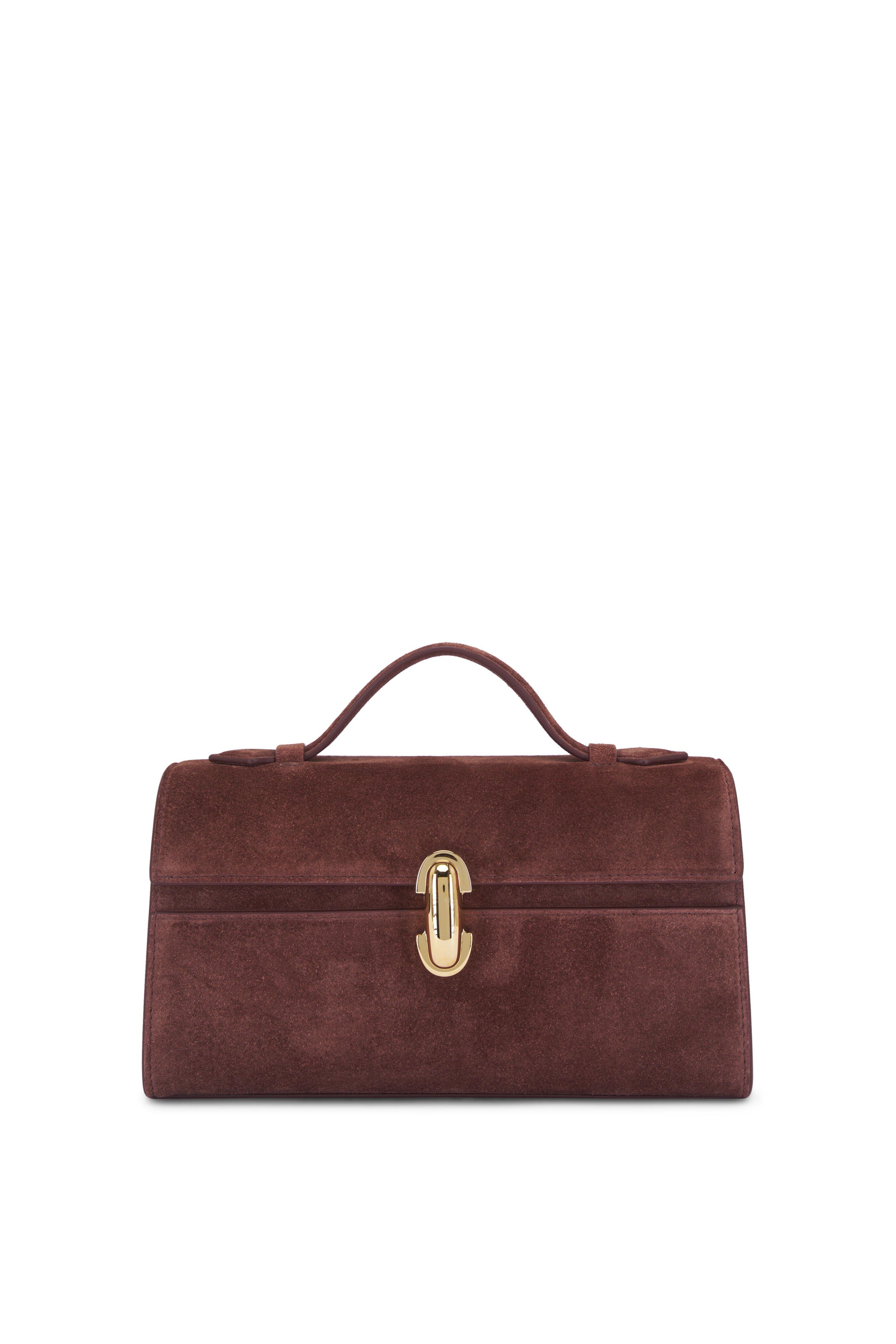 Savette - Symmetry Pochette Espresso Suede Top Handle Bag