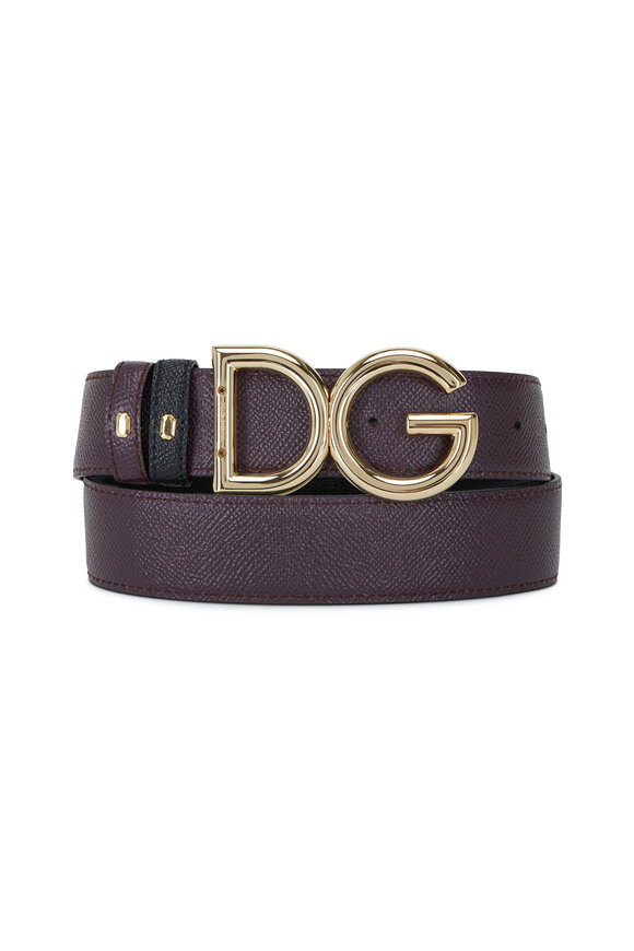 Dolce & Gabbana - Black & Burgundy Leather Reversible Logo Belt