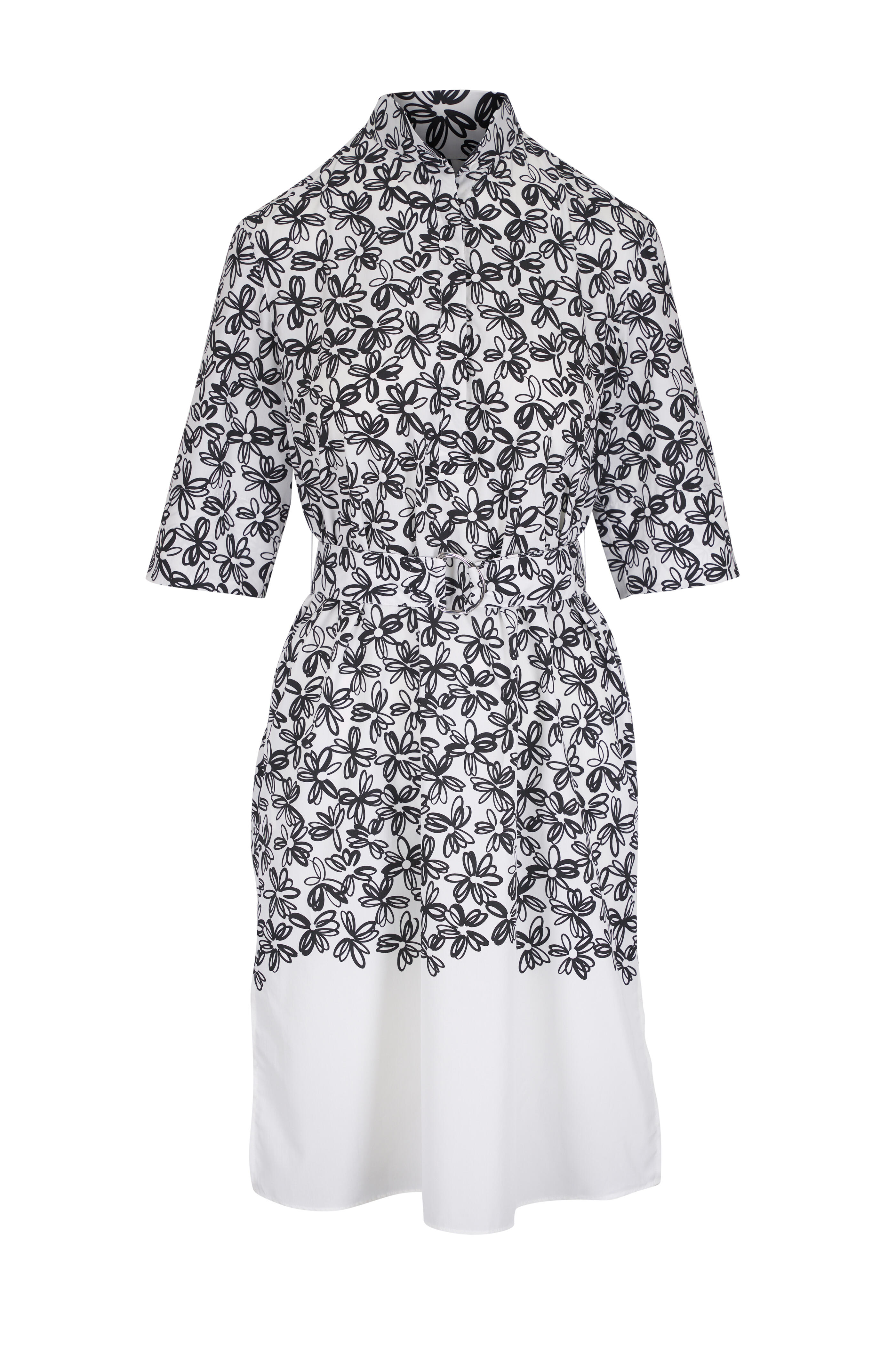 Akris Punto - Daisy-Print Cotton Poplin Belted Shirtdress