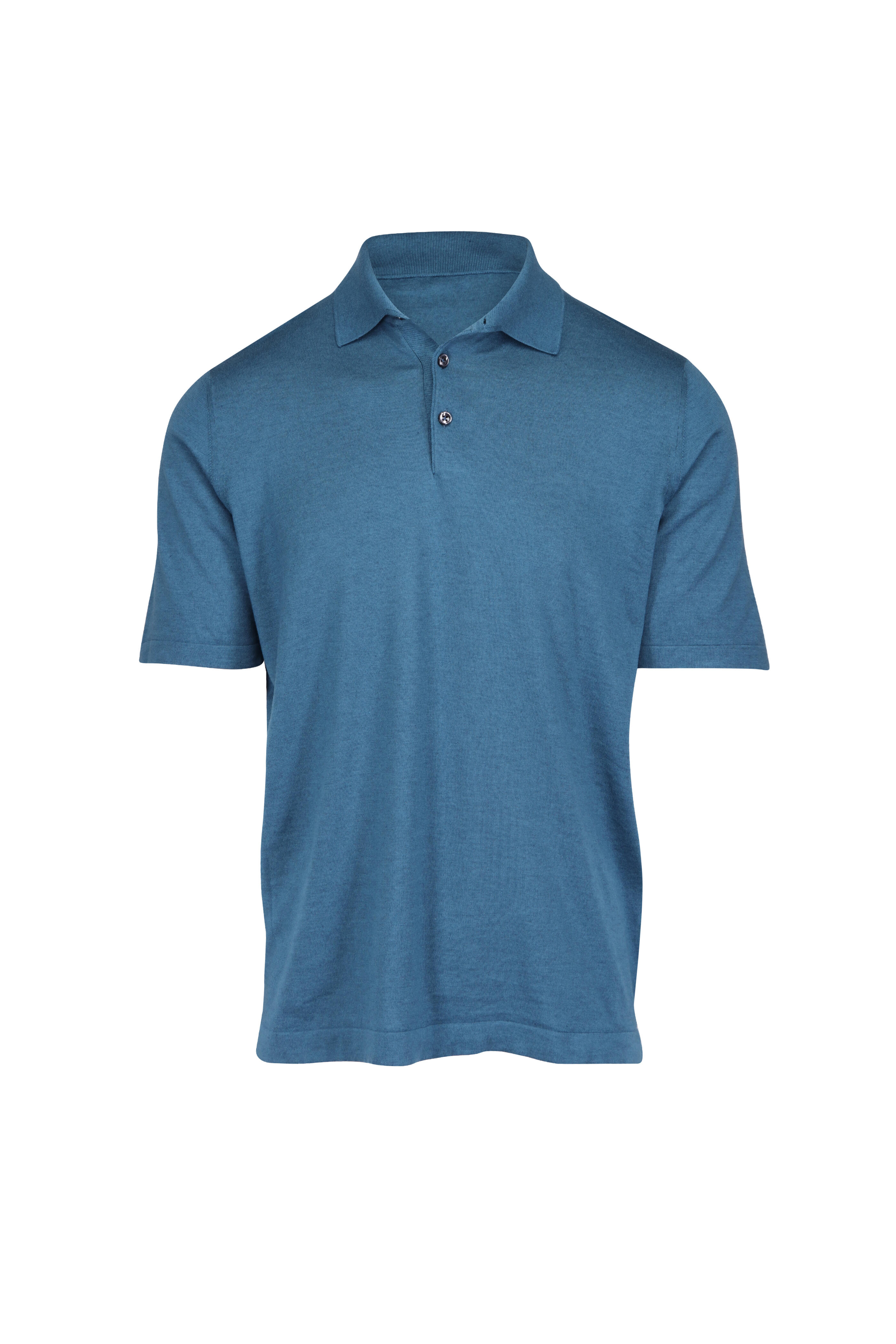 Cesare Attolini - Marine Blue Cotton & Cashmere Polo