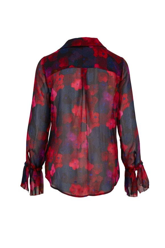 Paige - Abriana Black Multi Water Lily Printed Blouse