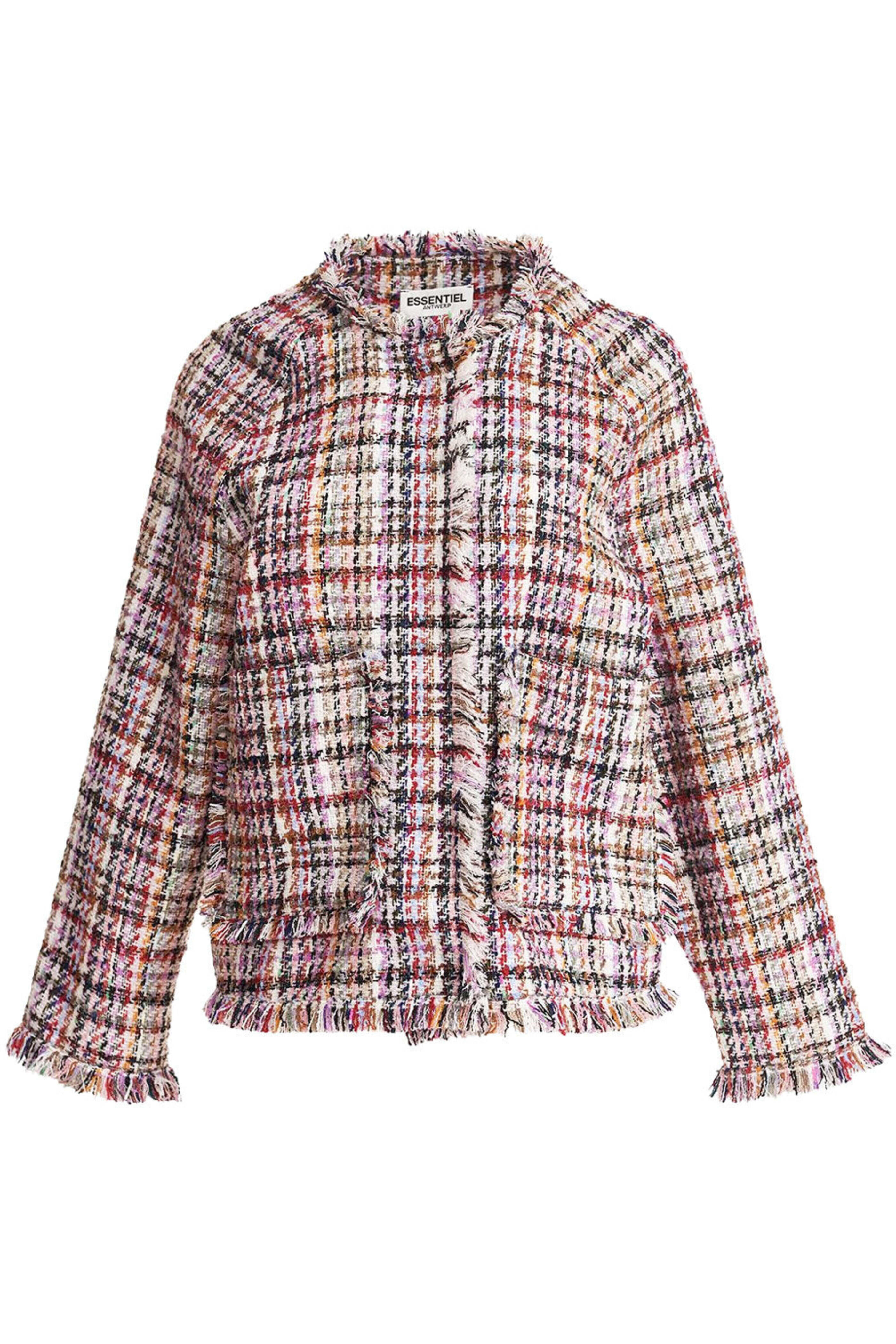 Essentiel Antwerp - Off White Tweed Fringe Jacket