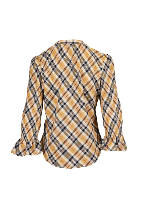 Veronica Beard Ashlynn Multicolor Plaid Button Up Blouse - view 2