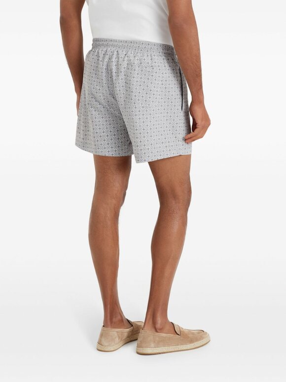 Brunello Cucinelli - Gray Geometric Print Swim Trunks