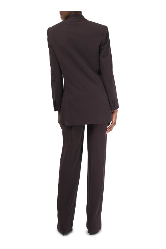 Saint Laurent - Chocolate Brown Double Breasted Silk Crepe Blazer