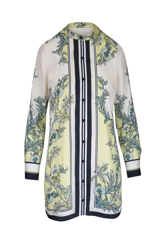 Veronica Beard Carstowe Light Pistachio Multi Scarf Print Dress