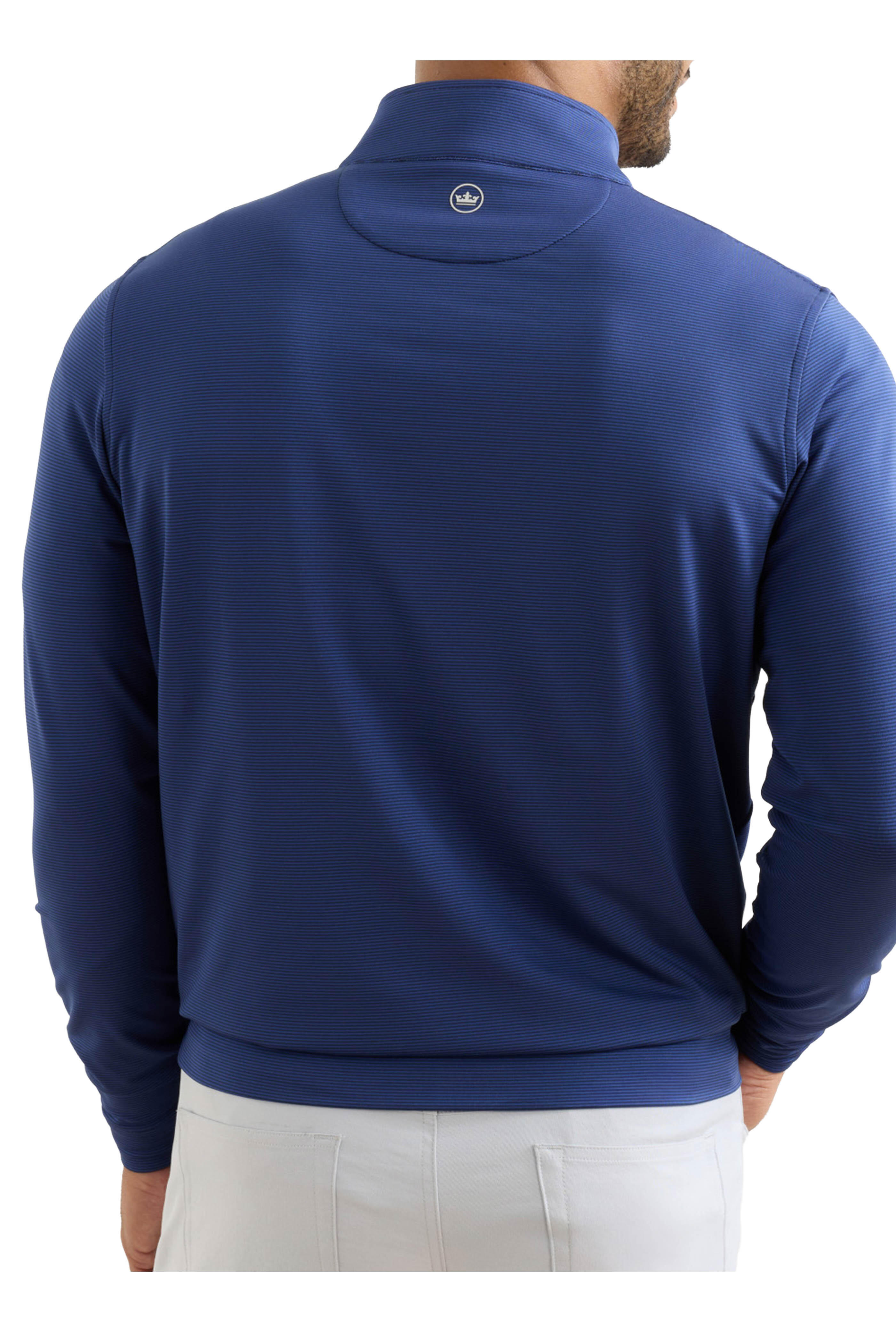 Peter Millar - Perth Sugar Stripe Navy Performance Quarter Zip - view 3