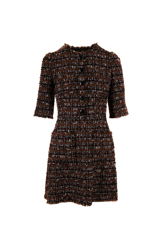 Dolce & Gabbana - Black & Beige Stretch Wool Tweed Dress