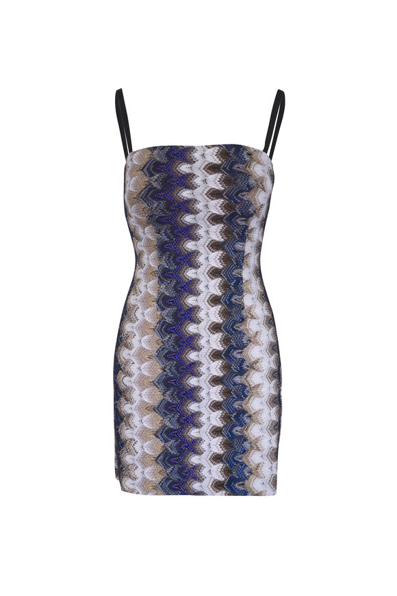Missoni Blue & Brown Multi Chevron Mini Dress