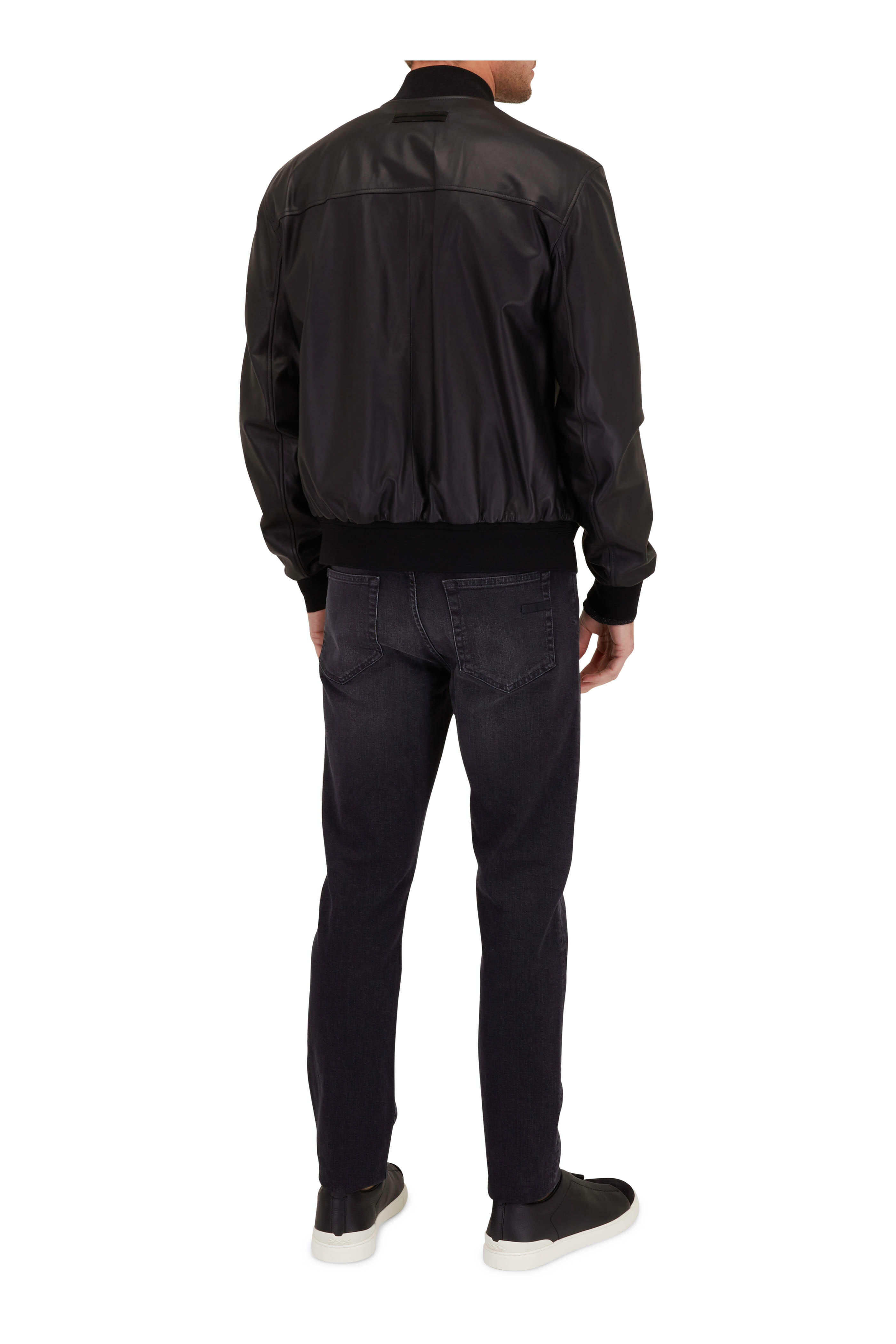 Zegna - Black Lambskin Bomber Jacket