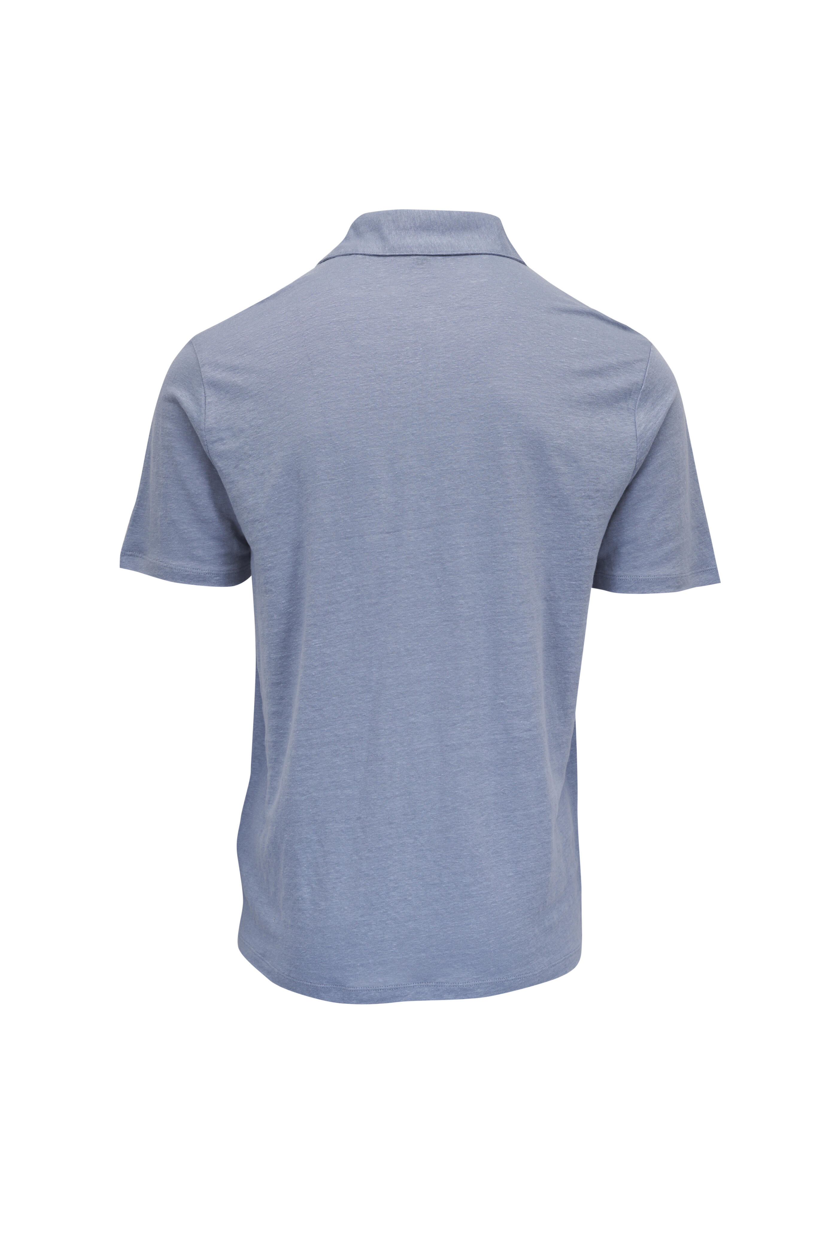Vince - Blue Short Sleeve Linen Polo