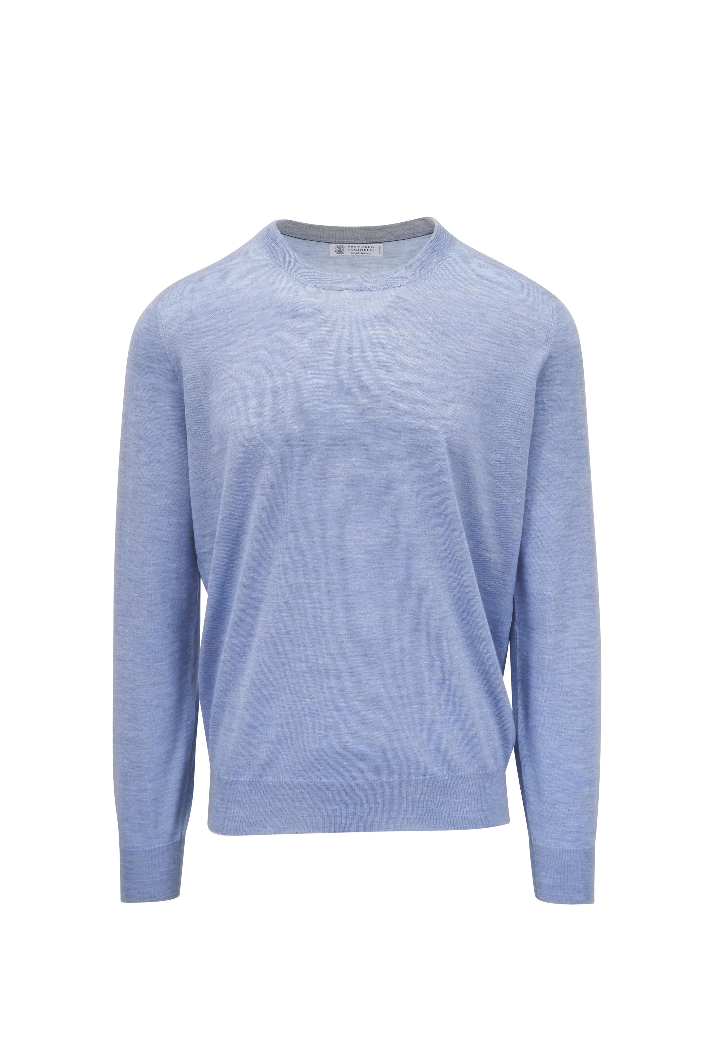 Brunello Cucinelli - Sky Blue Cashmere, Silk & Linen Sweater Brunello Cucinelli - Sky Blue Cashmere, Silk & Linen Sweater