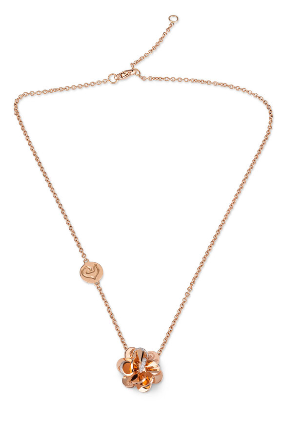 Chantecler Rose Gold Flower Charm Necklace