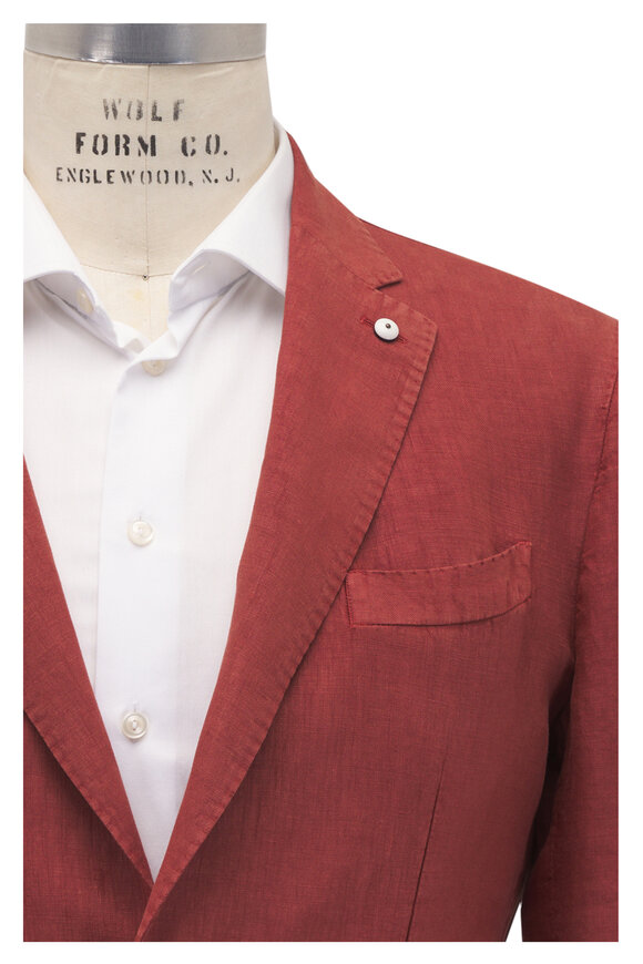 L.B.M. 1911 Solid Red Linen Sportcoat