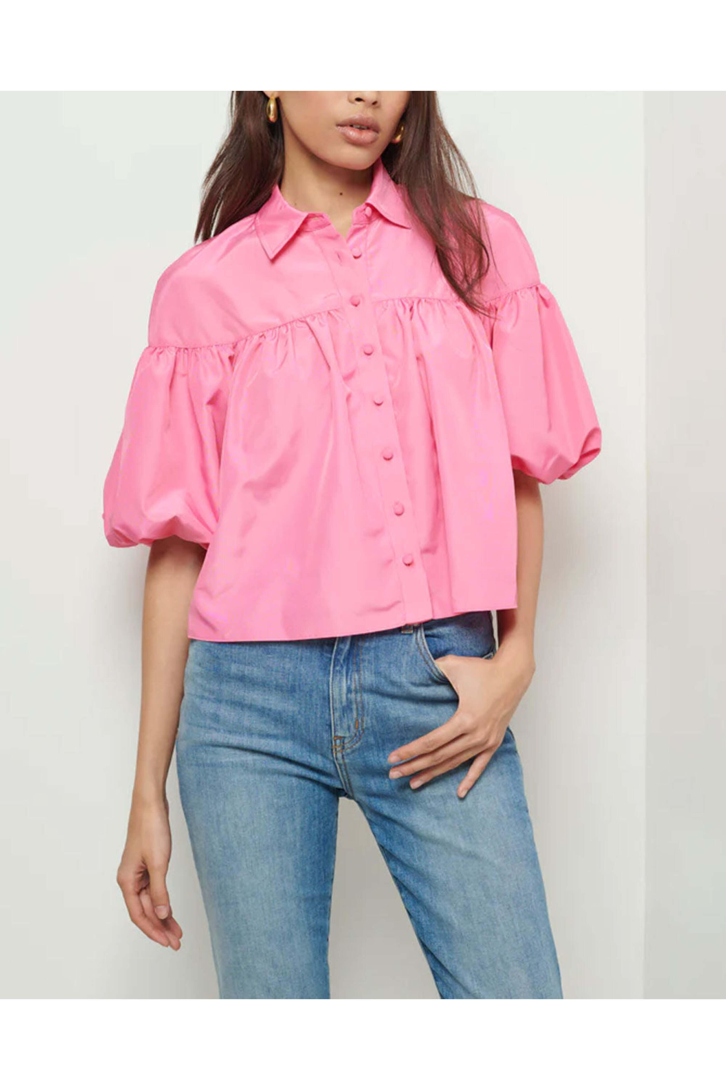 Derek Lam - Carnation Rosa Balloon Sleeve Shirt | Mitchell Stores