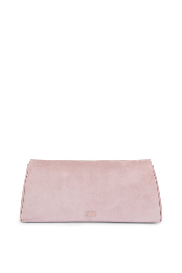 Khaite Audrey Dusty Pink Suede Clutch - view 3