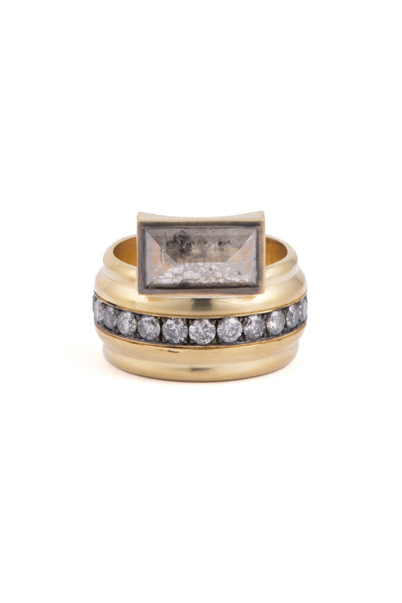 Sylva & Cie 18k Rose Gold Rough Gray Diamond Ring - view 1