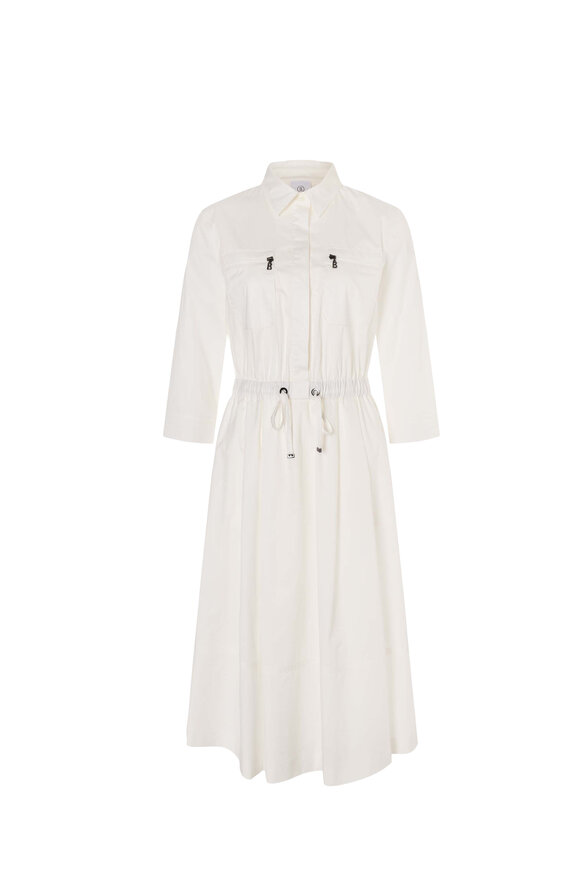 Bogner - Aimie Off White Stretch Cotton Long Sleeve Dress